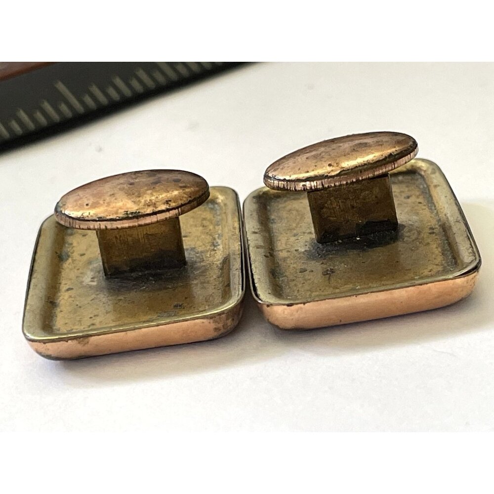 Victorian Rectangular Cuff Links Or Buttons Gold … - image 3